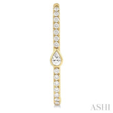 3/8 Ctw Pear and Round Cut Diamond Rectangular Fashion Hoop Earrings in 14K Yellow Gold